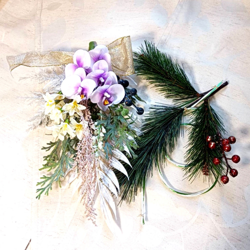 2025お正月飾り⭐︎松飾りとモダンアレンジ取り外し2wayスワッグ