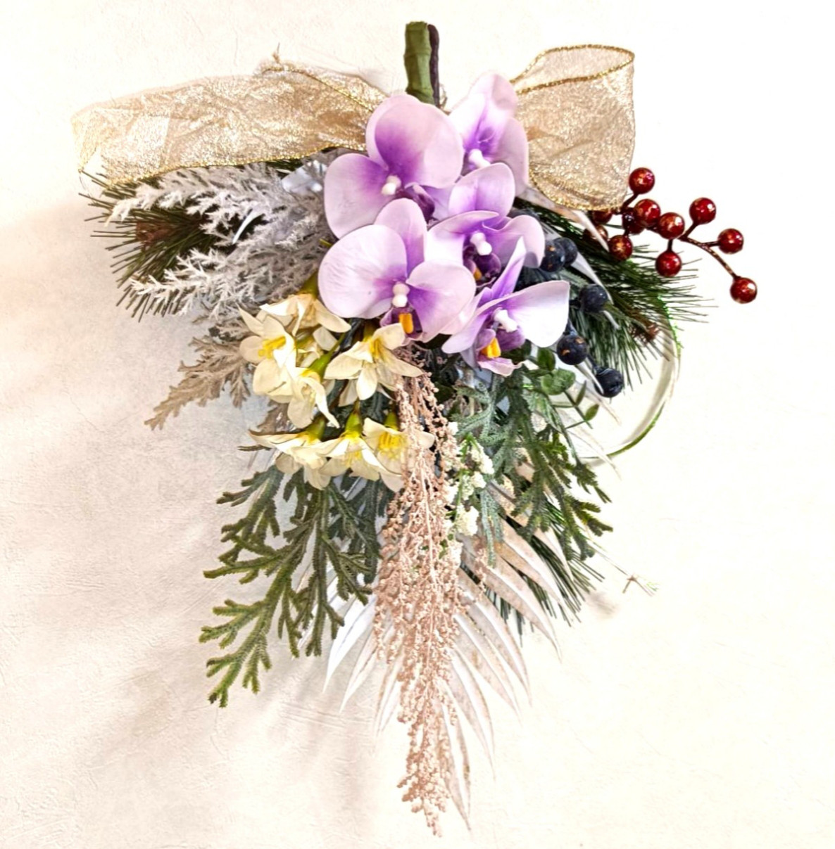 2025お正月飾り⭐︎松飾りとモダンアレンジ取り外し2wayスワッグ