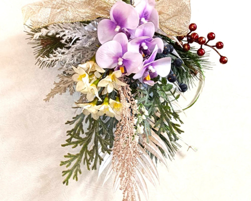 2025お正月飾り⭐︎松飾りとモダンアレンジ取り外し2wayスワッグ