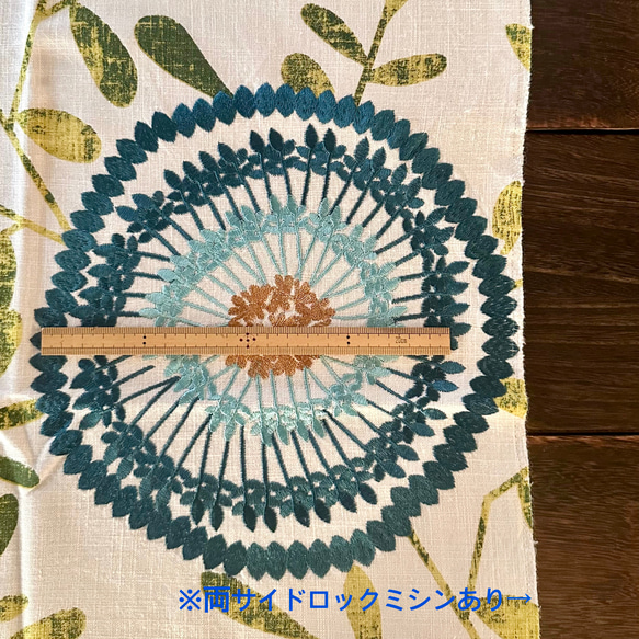 輸入生地 USED品　MARGARITA/ZEST 約48㎝×65㎝ 刺繍花柄 マーガレット ブルー 4枚目の画像