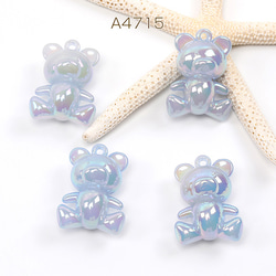 A4715  6個  クマチャーム アクリルチャーム オーロラカラー 27×37mm  3X（2ヶ） 1枚目の画像