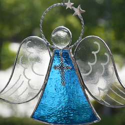 ステンドグラス キラキラ青い天使 オーナメント その他インテリア雑貨