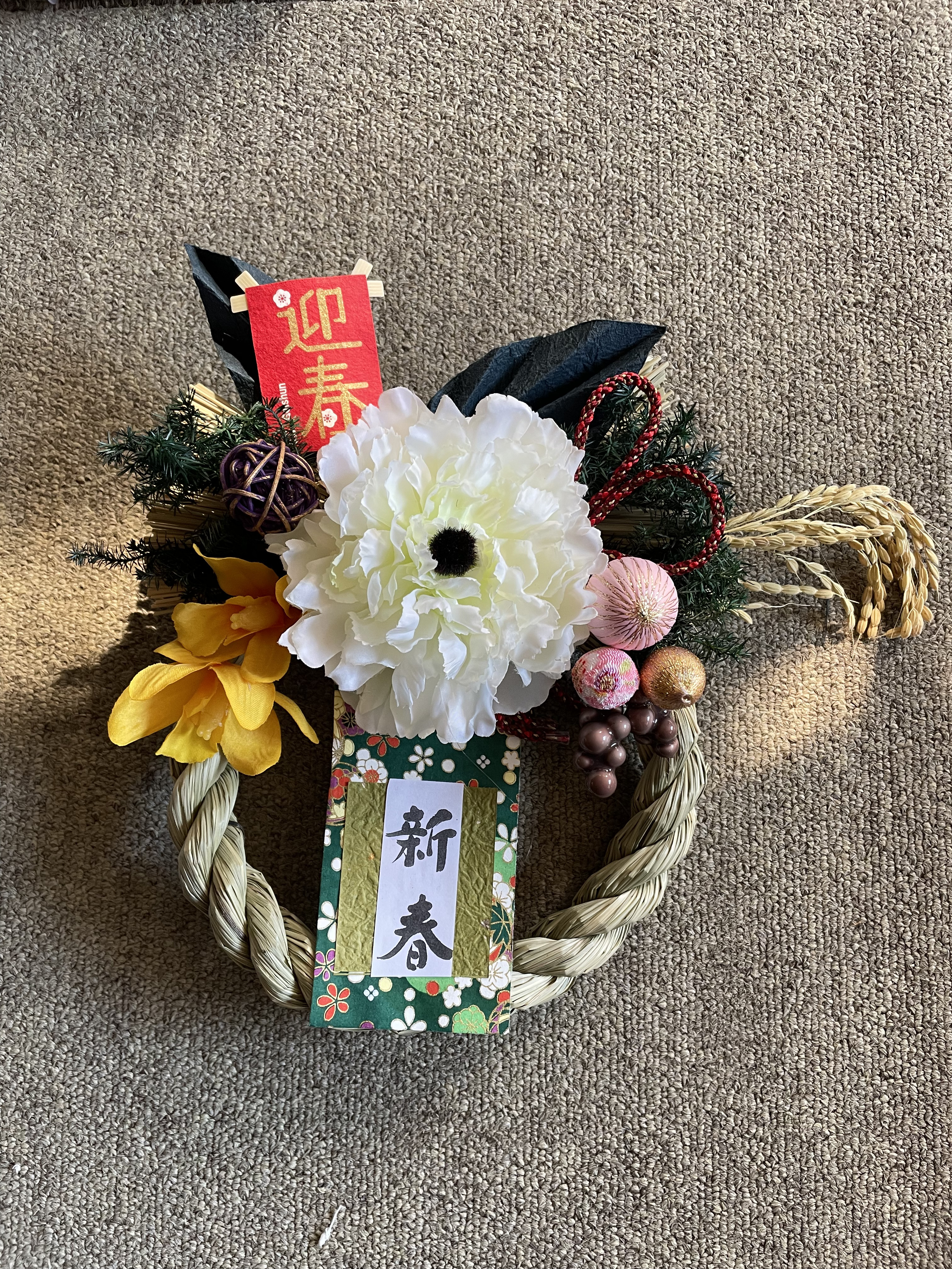 お正月のしめ縄 中 直径17㎝(白) しめ縄・しめ飾り Ichigotart
