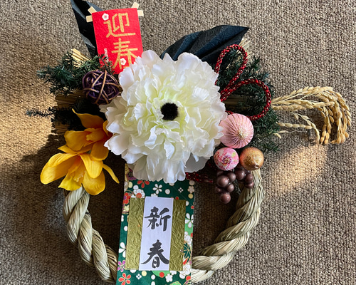 お正月のしめ縄 中 直径17㎝(白) しめ縄・しめ飾り Ichigotart