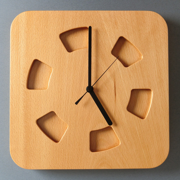 掛け時計（木製・無垢）Wood Wall Clock WS-S1　ビーチ 2枚目の画像