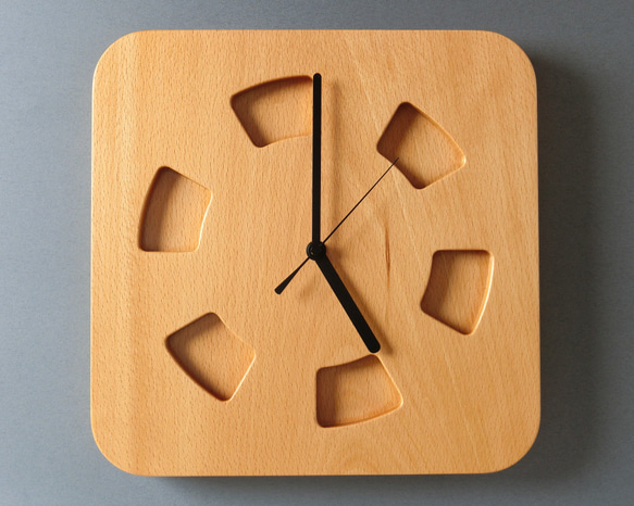 掛け時計（木製・無垢）Wood Wall Clock WS-S1　ビーチ 1枚目の画像