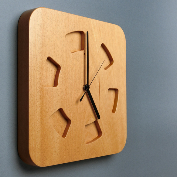 掛け時計（木製・無垢）Wood Wall Clock WS-S1　ビーチ 3枚目の画像