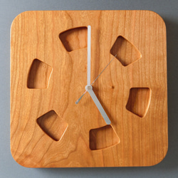 掛け時計（木製・無垢）Wood Wall Clock WS-S1　ブラックチェリー 1枚目の画像