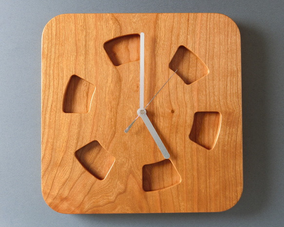 掛け時計（木製・無垢）Wood Wall Clock WS-S1　ブラックチェリー 1枚目の画像