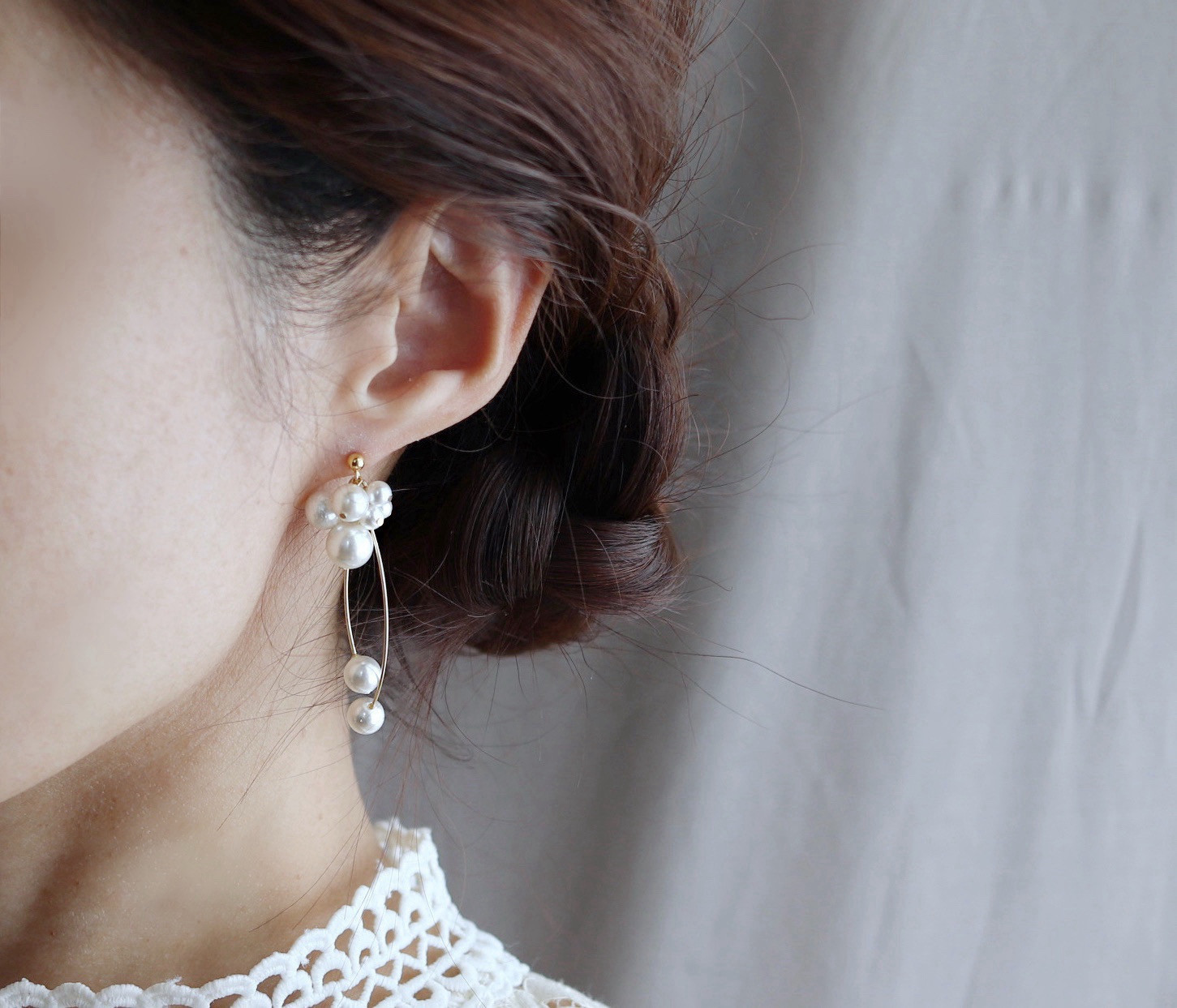 2点セット＊白銀フラワー＋ダブルカールピアス(イヤリング)