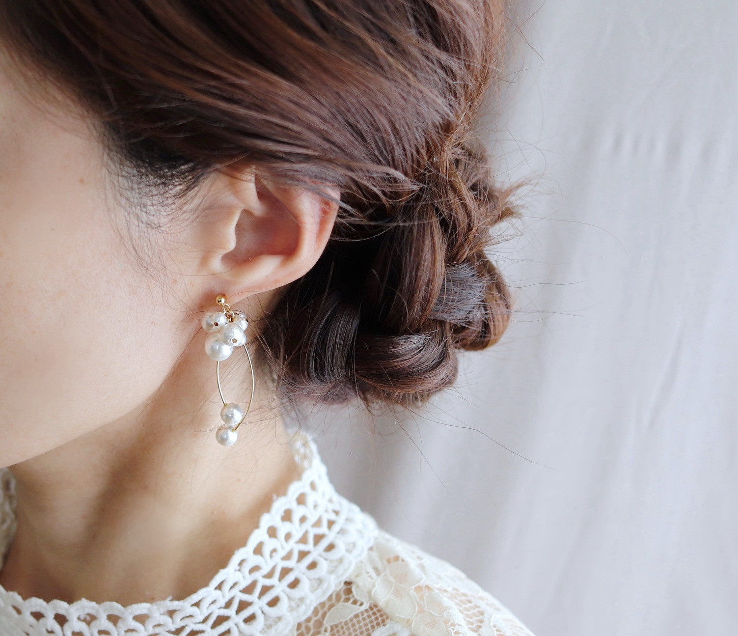 2点セット＊白銀フラワー＋ダブルカールピアス(イヤリング)