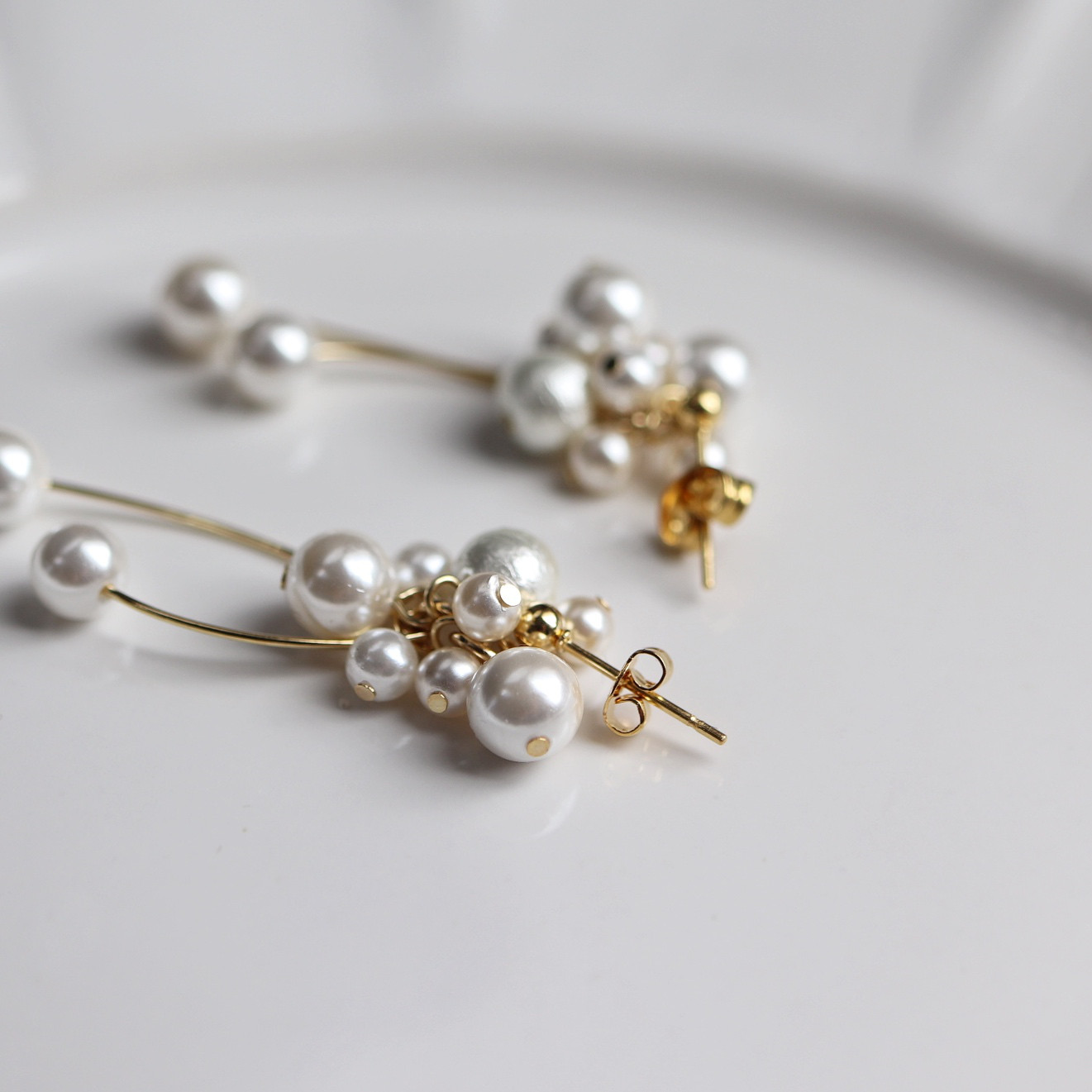 2点セット＊白銀フラワー＋ダブルカールピアス(イヤリング)