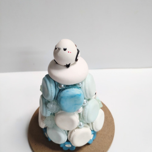 可愛いシマエナガ ブルーマカロン受注製作 その他置物 はる 通販