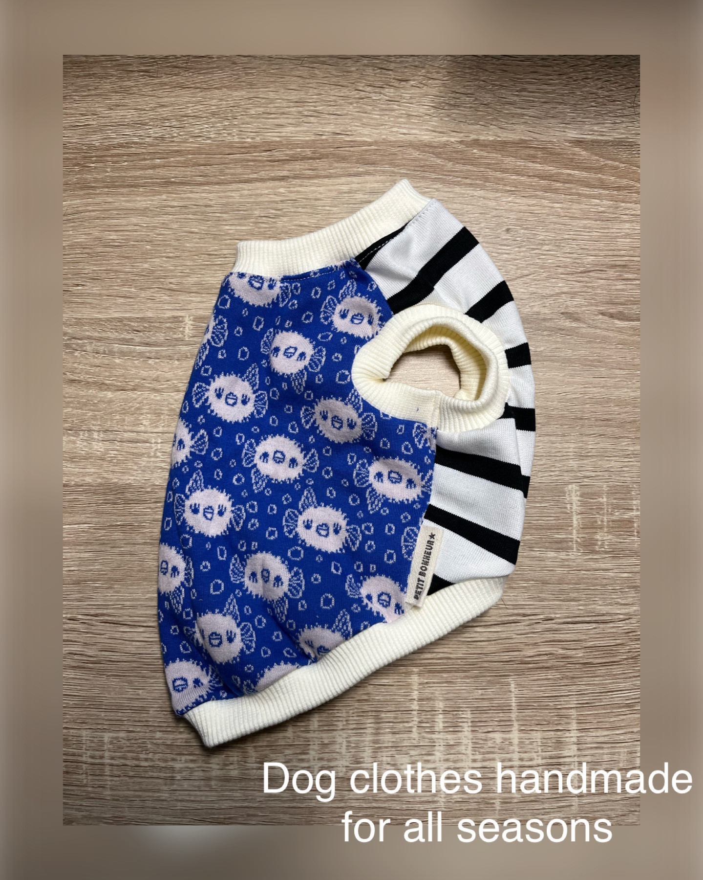犬服ブルーデニムバルーンワンピースハンドメイド
