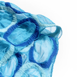 手作りウールフェルトスカーフ/ウェットフェルトシルクスカーフ/水彩芸術スカーフ/ウールスカーフ - 半透明のオーシャンスタイルバ 6枚目の画像