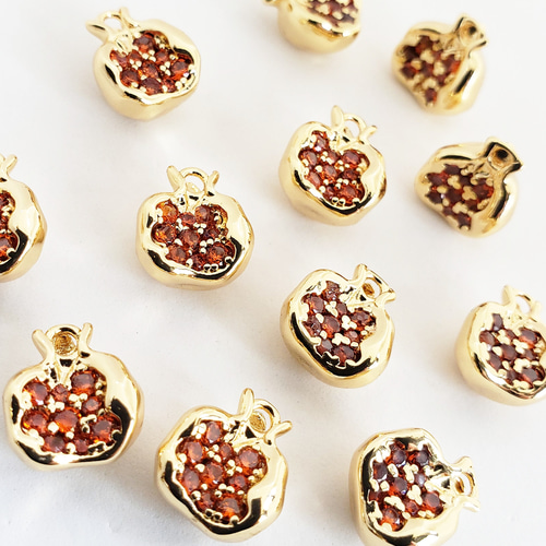 柘榴 ザクロ 18KGP 本金メッキ キュービックジルコニア パーツ