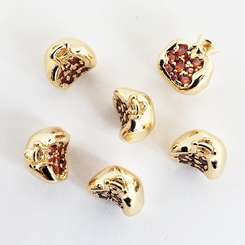 柘榴 ザクロ 18KGP 本金メッキ キュービックジルコニア パーツ