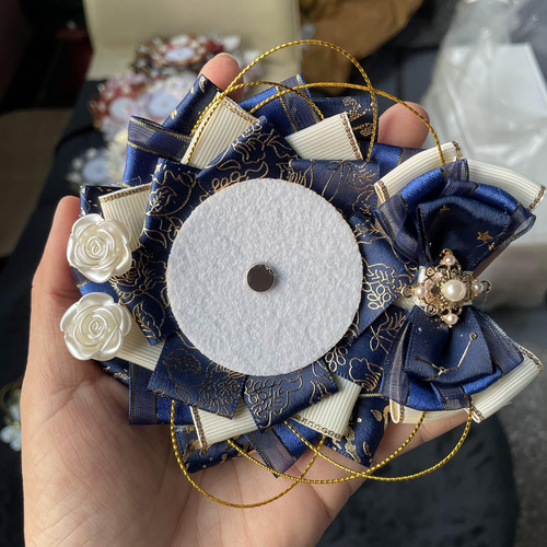 痛ロゼット55mm 75mmサイズ 缶バッジ用 ロゼット 花パール バッグ