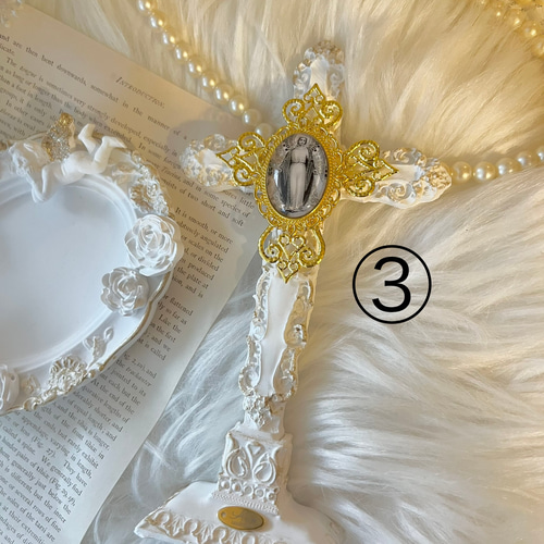 受注販売］十字架飾り アロマストーン 御守りオブジェ マリア様像