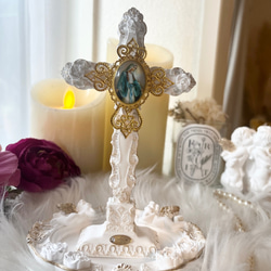 受注販売］十字架飾り アロマストーン 御守りオブジェ マリア様像