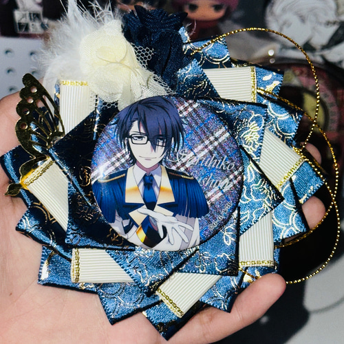 【受付中】ロゼット ハンドメイド オーダー 痛バ 缶バッジ 痛ロゼット55mm 75mmサイズ 缶バッジ用 ロゼット フェザー 羽 バッグ