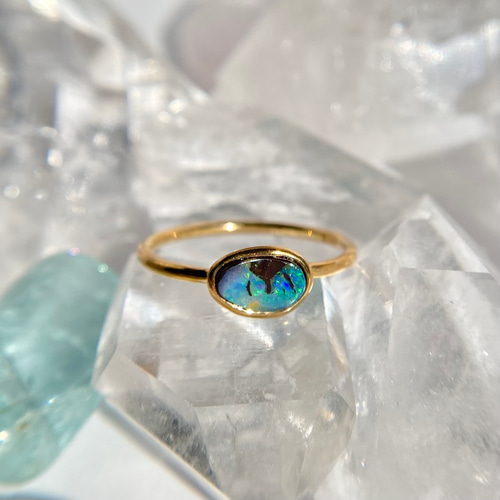 モナカジュエリー　オパール モナカジュエリー MONAKA ボルダーオパール ピアス k18 10月 Opal