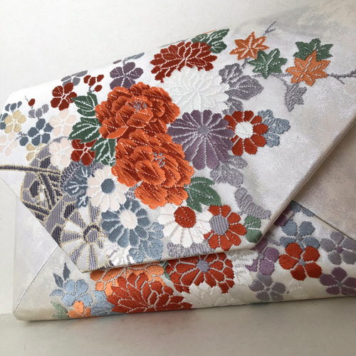 袋帯 結婚式バッグ 数寄屋袋 袱紗 リサイクル正絹袋帯 花車 リメイク