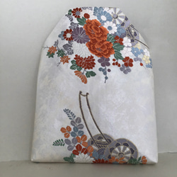 袋帯　結婚式バッグ　数寄屋袋　袱紗　リサイクル正絹袋帯　花車　リメイク724 4枚目の画像