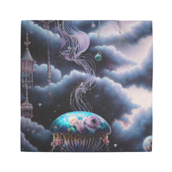 幻想的でゆめかわいいクラゲときらびやかな飾りや宇宙 スカーフ 3枚目の画像