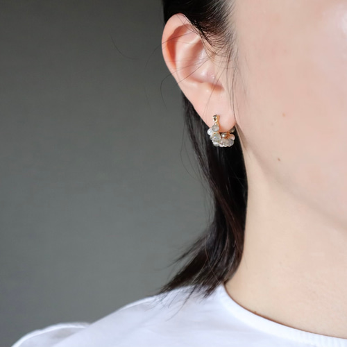 マルモ◇スイスブルートパーズ×淡水パール フープピアス マルモ様専用