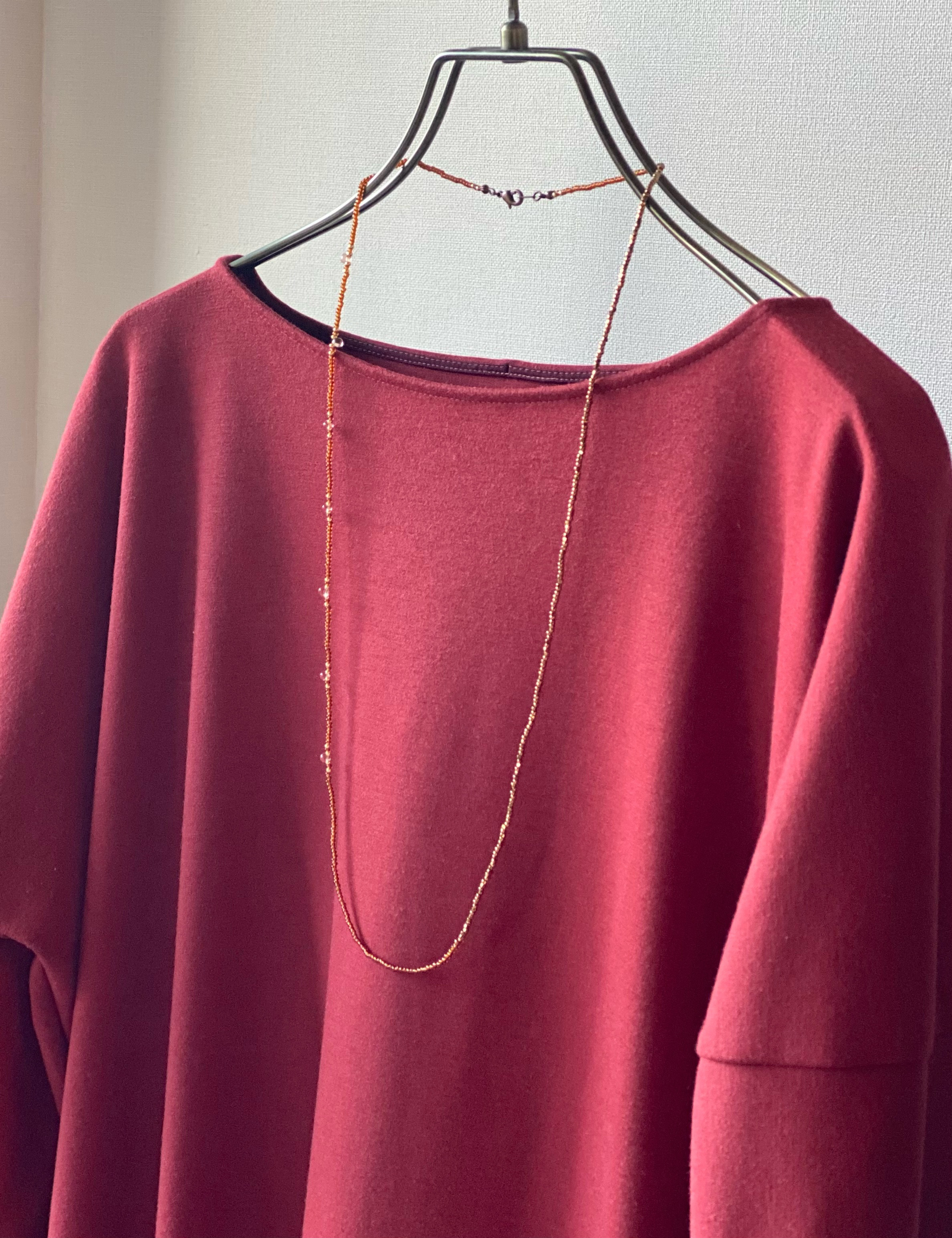 【数量限定】ヴィンテージドロップビーズとバイカラーのロングネックレス　gold × brown