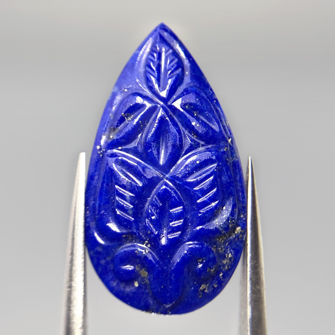 ◆ ラピスラズリ 9.3ct ルース カービング ペアシェイプ