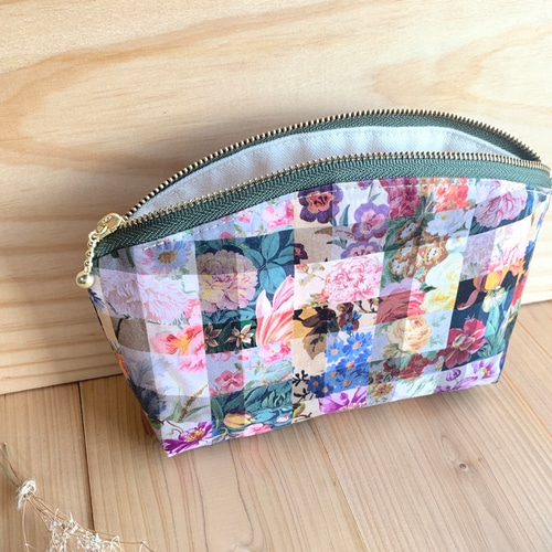 リバティ 20cmファスナーポーチ ラウンドポーチ ＜Archive Gingham  