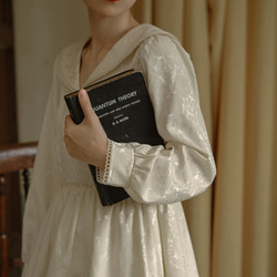 奶油色 月光玫瑰法式少女V領蛋糕連衣裙 海軍領長袖洋裝 含內裡 第13張的照片