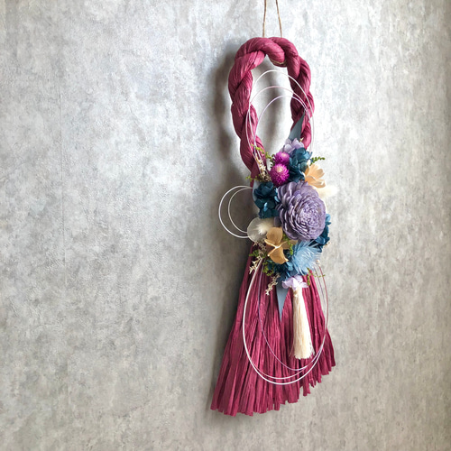 しめ縄飾り 外して飾れる2ウエイタイプ ボード付き ブルー系 25日(月)最終