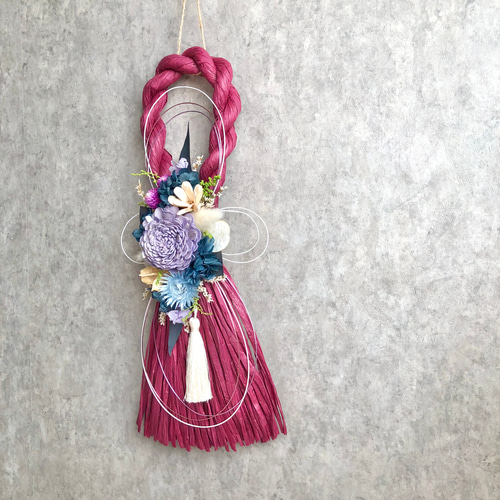 しめ縄飾り　外して飾れる2ウエイタイプ ボード付き　ブルー系 25日(月)最終発送】 しめ縄飾り お正月飾り 2way 交換用リースセット