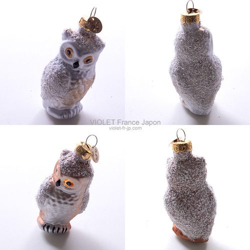オランダ ガラス製 フクロウクリスマスオーナメント 2カラー