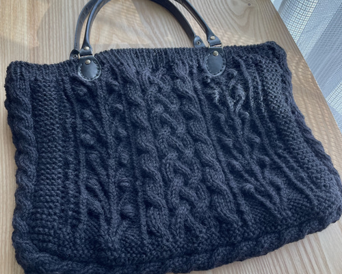 【runa 様】ハンドバッグ　アランニット　レザー　ハンドメイド 1_6f5ea114130e22c0efd84b265b04