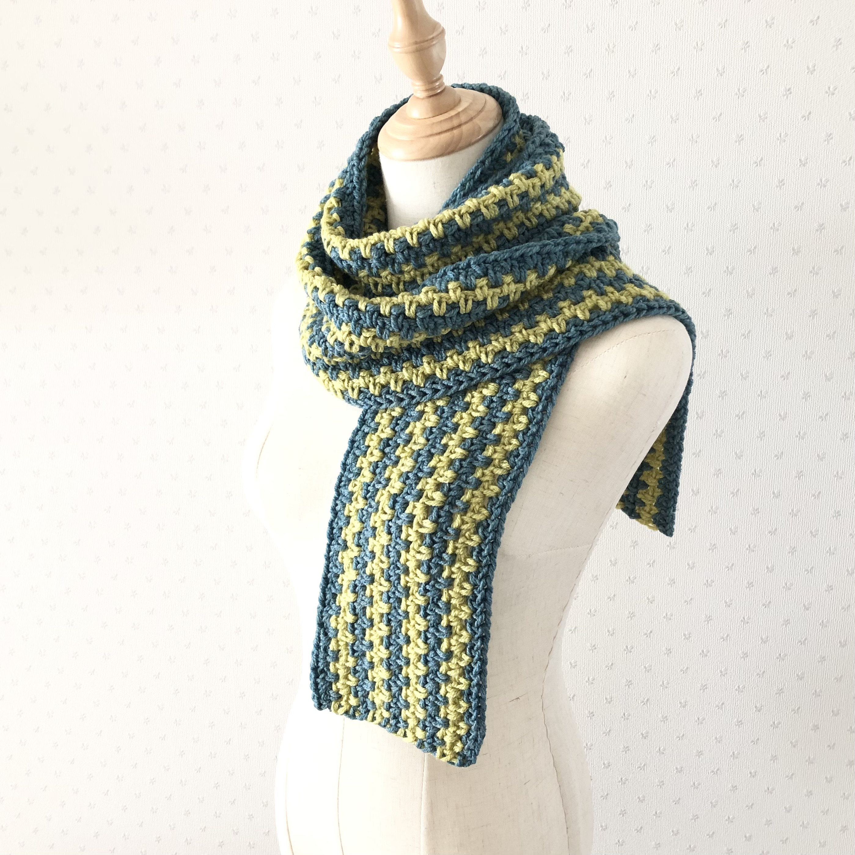 マフラー 男女兼用 グリーン メンズ レディース ニット 手編み ロングマフラー シンプル 男性 緑