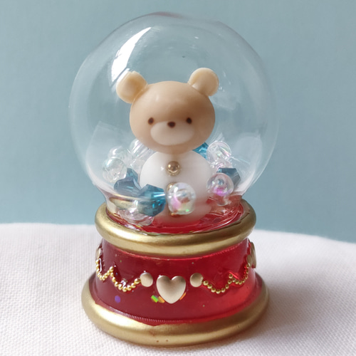 ミニスノードーム クリスマスツリーor雪だるまくまさん ビーズ 冬 置物