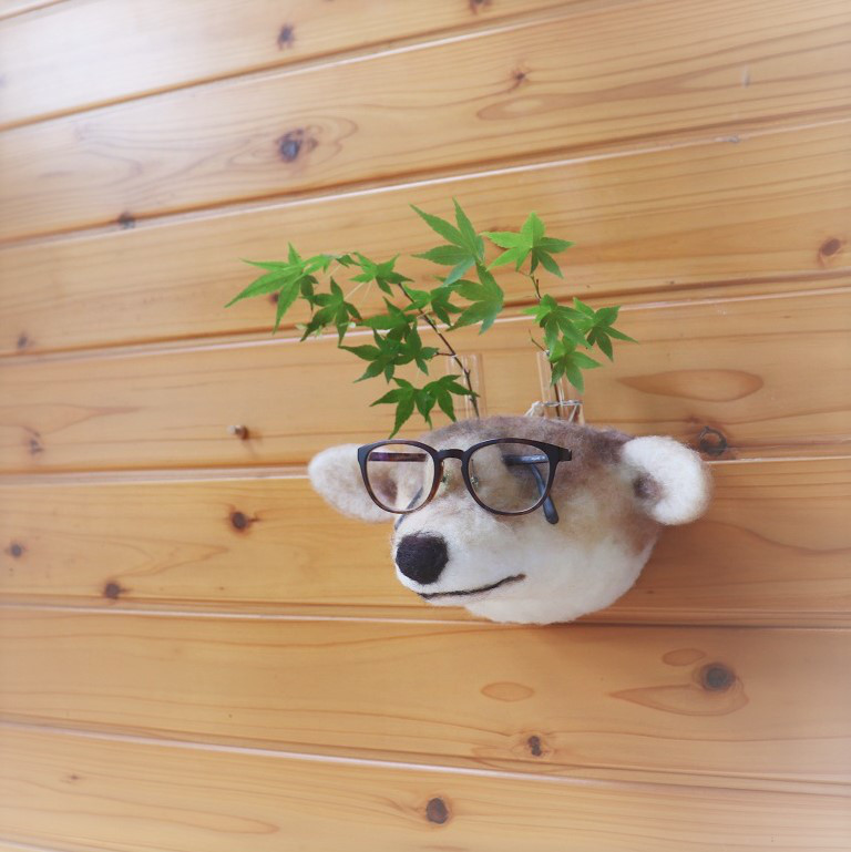 めがね掛け鹿★角は花瓶！★受注制作　送料無料