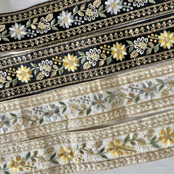 30cm  インド刺繍リボン  シルク  花柄 2枚目の画像