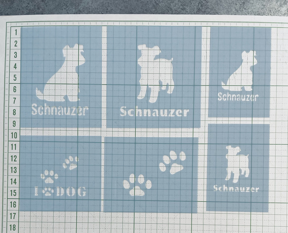 ステンシルシート　シュナウザー　足跡 2枚目の画像