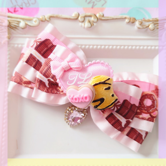 【1194】スイーツたっぷりリボンヘアクリップ ヘアクリップ・バナナクリップ ☆Chocolate hunter☆ 通販｜Creema(クリーマ)