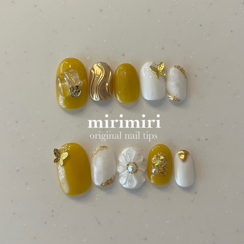 155 〗ネイルチップ 成人式ネイル 振袖ネイル 結婚式ネイル カラシ色  