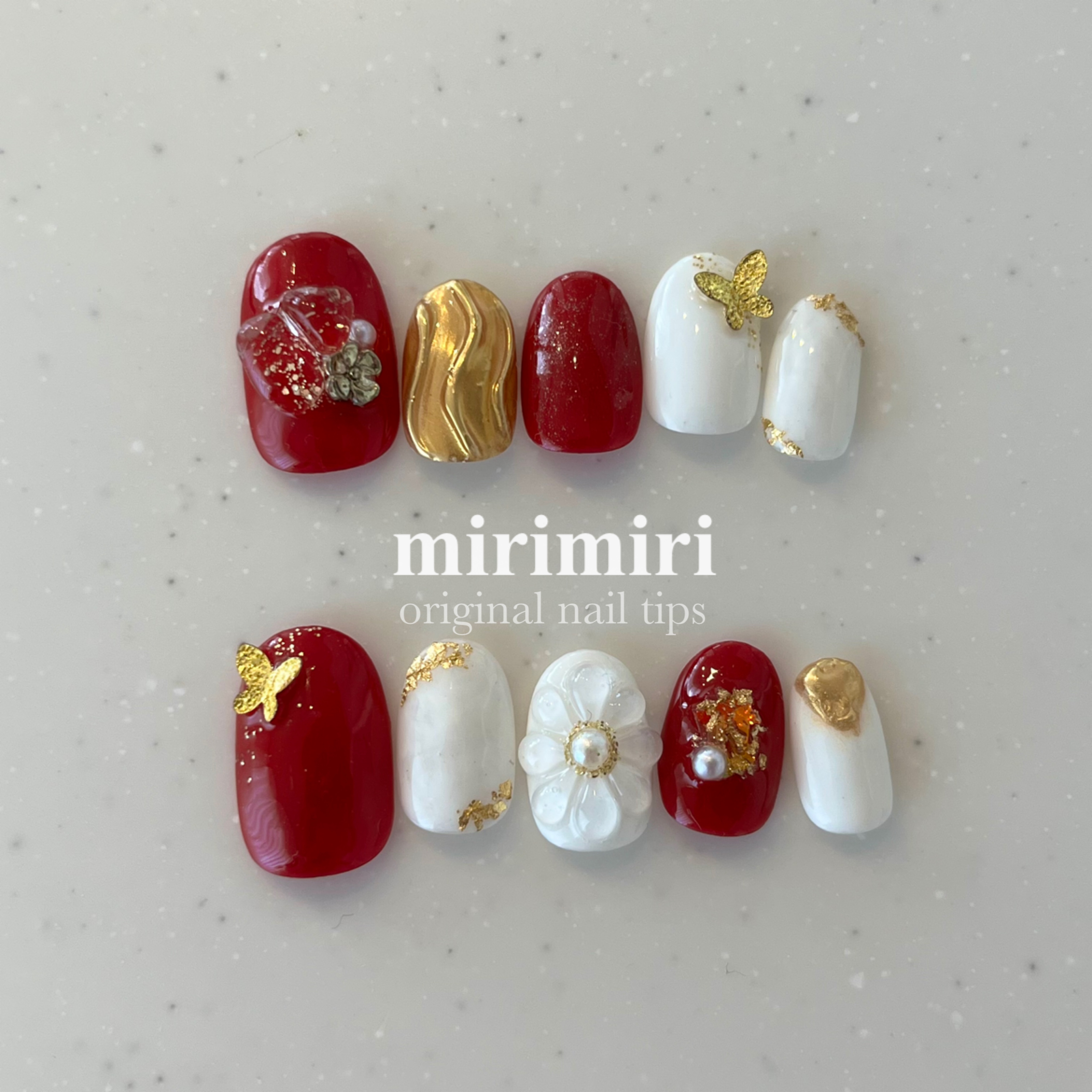 156 〗ネイルチップ 成人式ネイル 振袖ネイル 結婚式ネイル 赤ネイル  