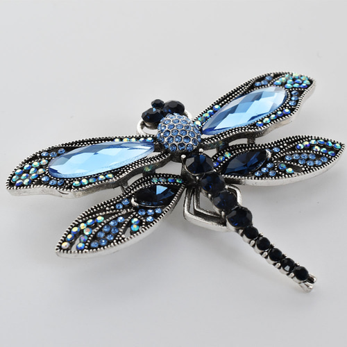 トンボ ブローチ ブルー キラキラ レディース 可愛い 昆虫 虫