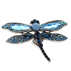 トンボ ブローチ ブルー キラキラ レディース 可愛い 昆虫 虫 オニヤンマ 羽 飛ぶ 胸元　アクセント アクセサリー 8枚目の画像