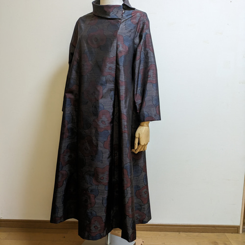 SOLD 着物リメイク ワンピース 大島紬 MーL ワンピース さらあお