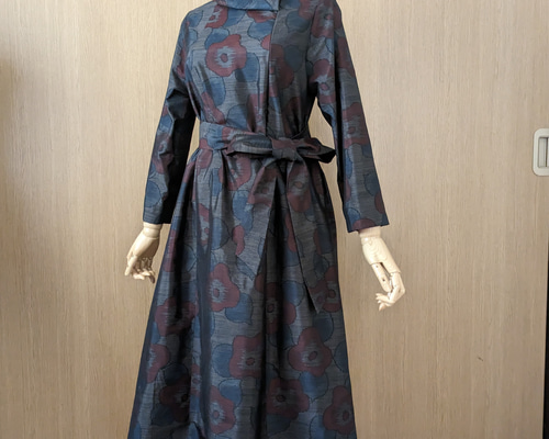 SOLD 着物リメイク ワンピース 大島紬 MーL ワンピース さらあお 通販